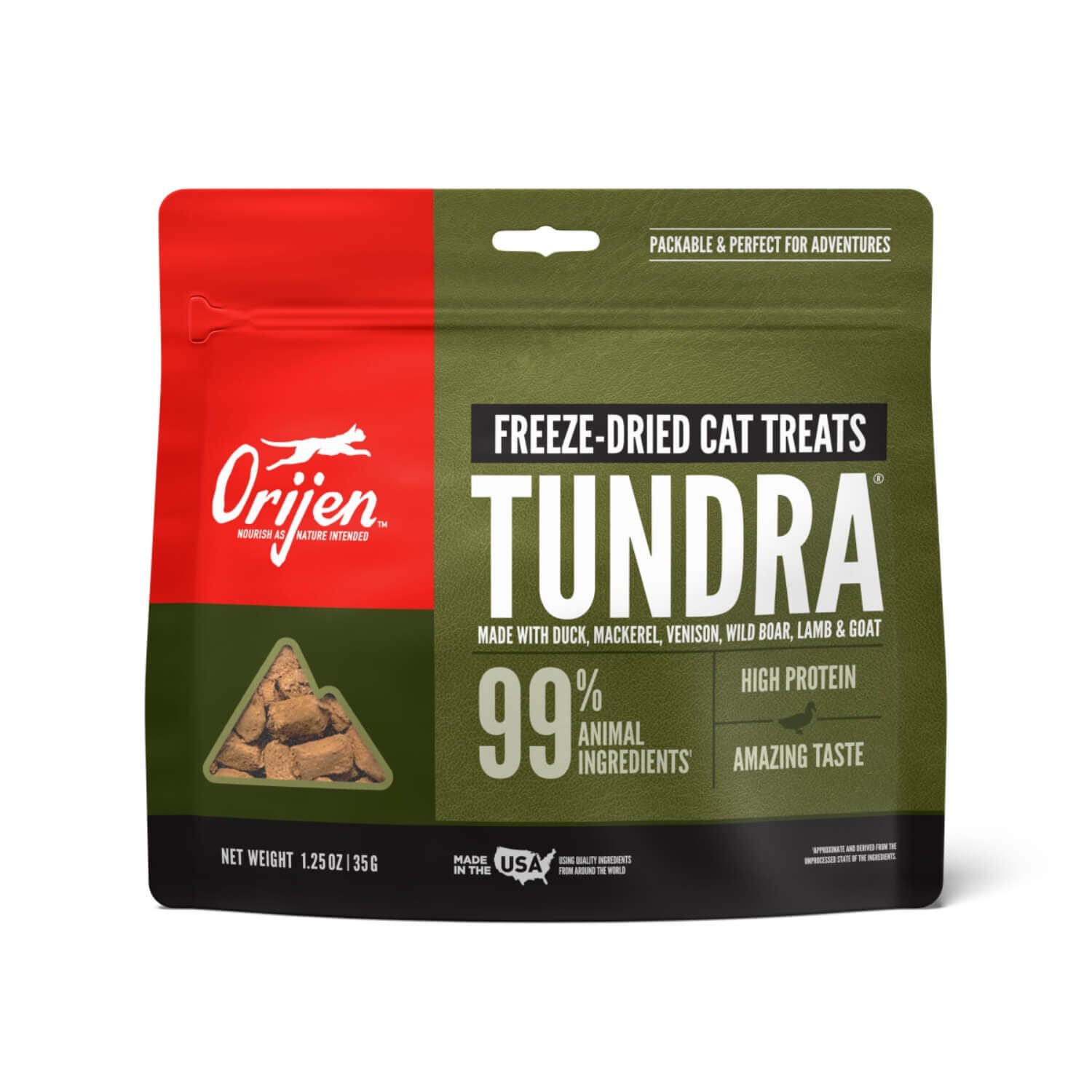 Orijen Freeze Dried Cat Treats, High Protein With 99% Natural & Raw Animal Ingredients, Tundra Recipe, 1.25Oz