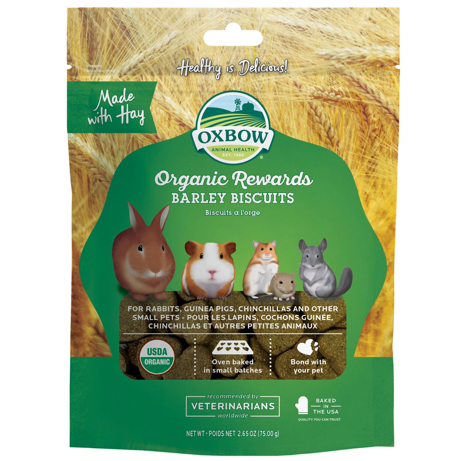 Oxbow Organic Barley Biscuits Small Animal Treat