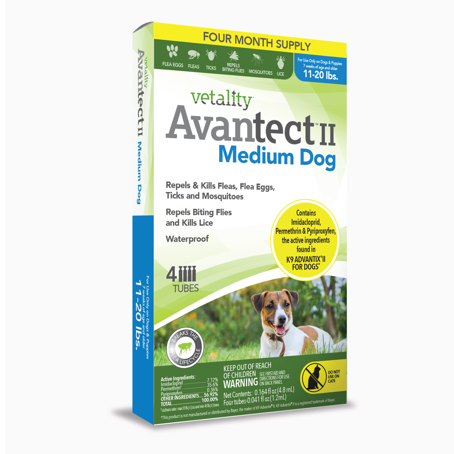 Vetality Avantect Ii Topical Flea & Tick Treatment For Extra Large Dog, 55+ Lbs. 4 Dose