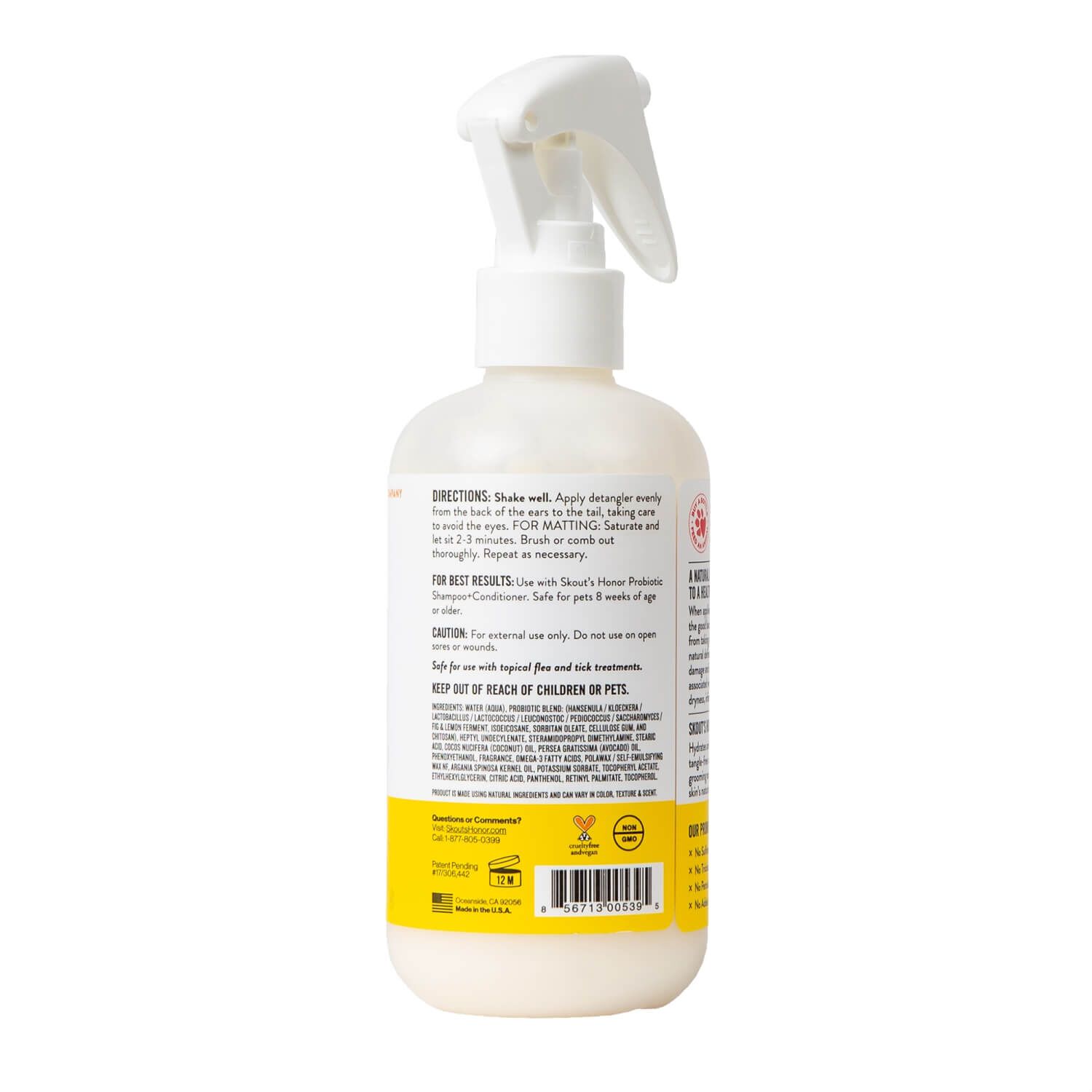 Skout's Honor Daily Use Probiotic Detangler For Dogs, Honeysuckle Scented