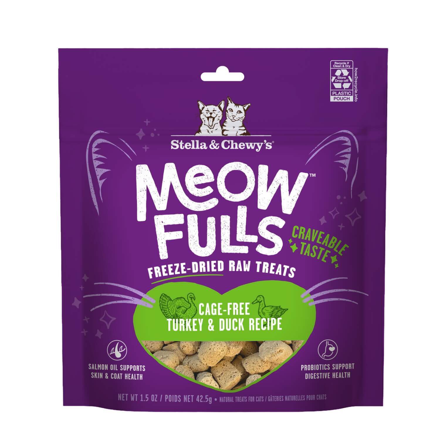 Stella & Chewy's Meowfulls Freeze Dried Cat Treats; Cage Free Turkey & Duck Recipe