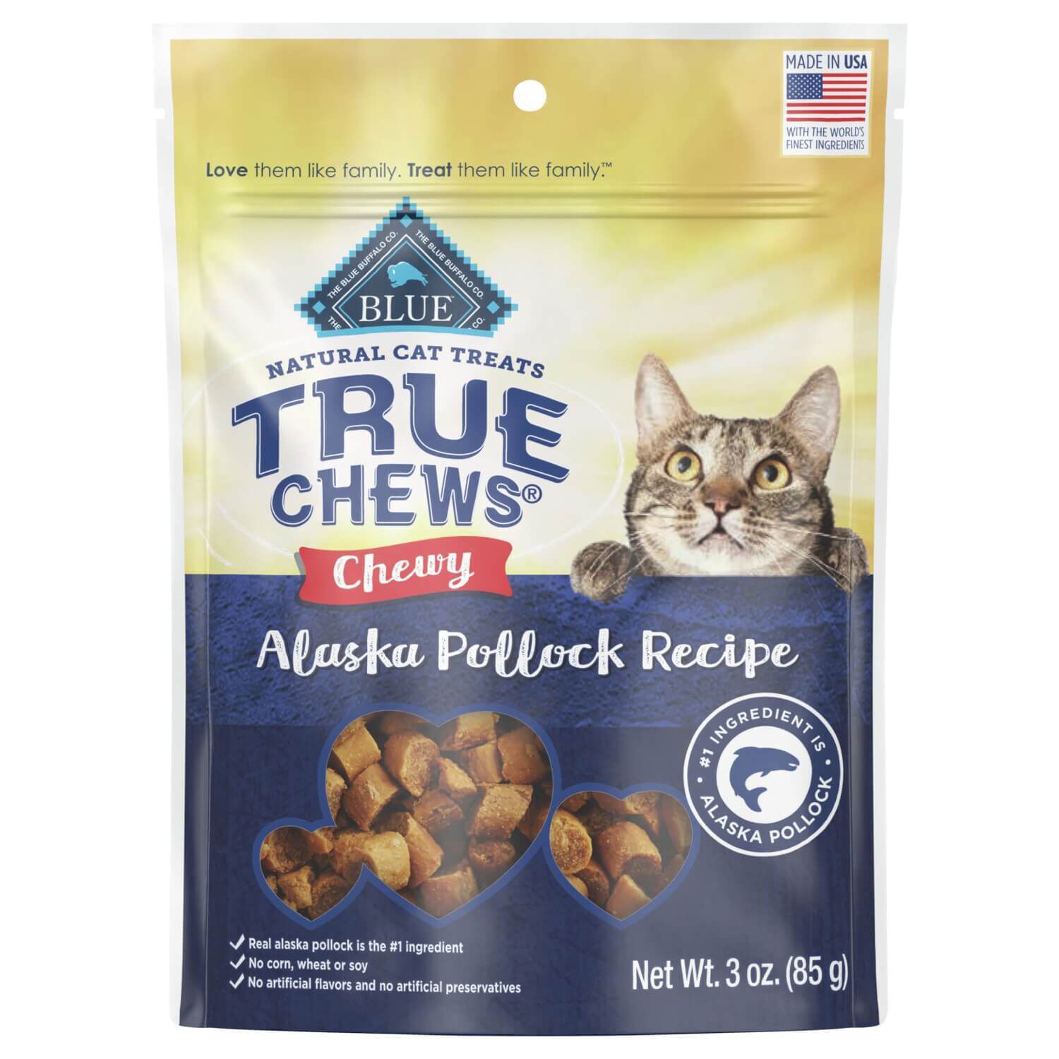 Blue Buffalo True Chews Natural Chewy Cat Treats, Alaska Pollock