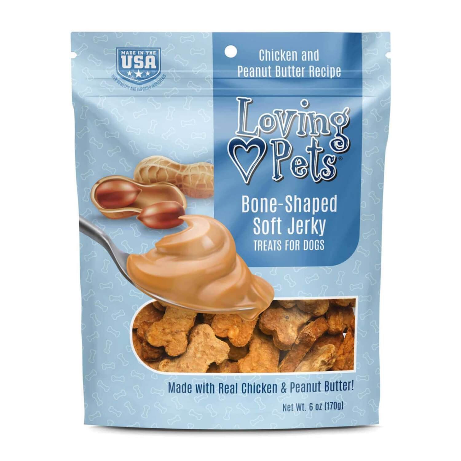 Loving Pets Bone-Shaped Chicken & Peanut Butter Soft Jerky Dog Treats