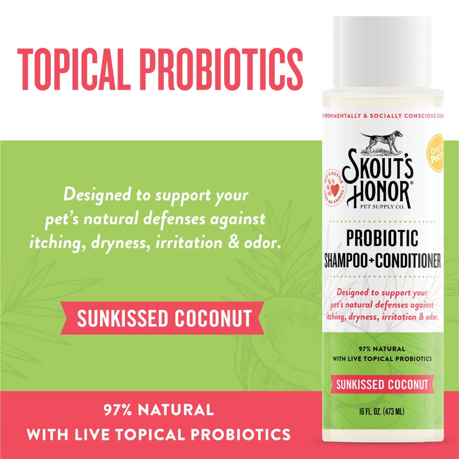 Skout's Honor Probiotic Shampoo & Conditioner For Dogs, Sunkissed Coconut