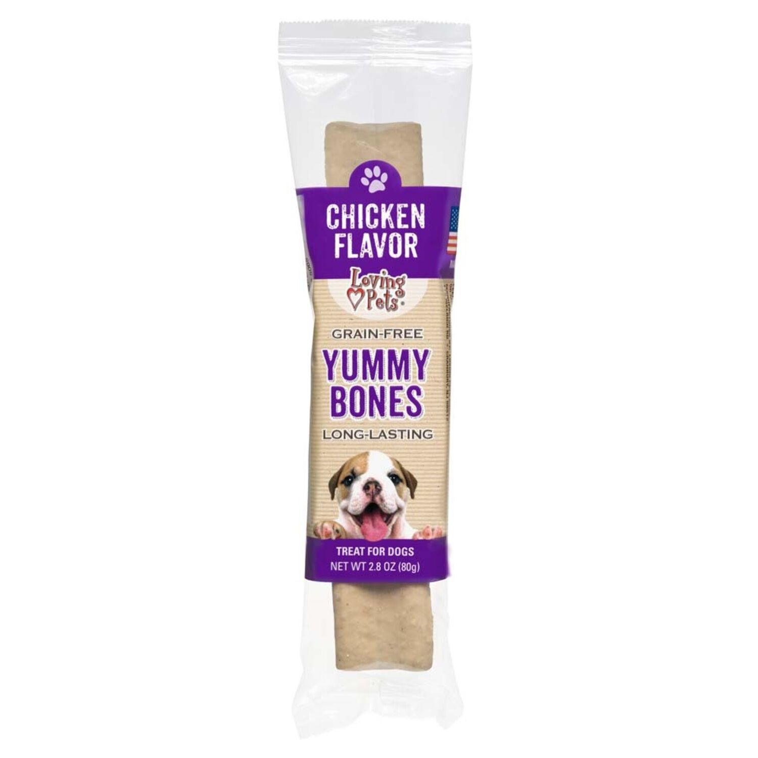 Loving Pets Yummy Bone Flavor Filled Dog Treat, Chicken 2.8Oz