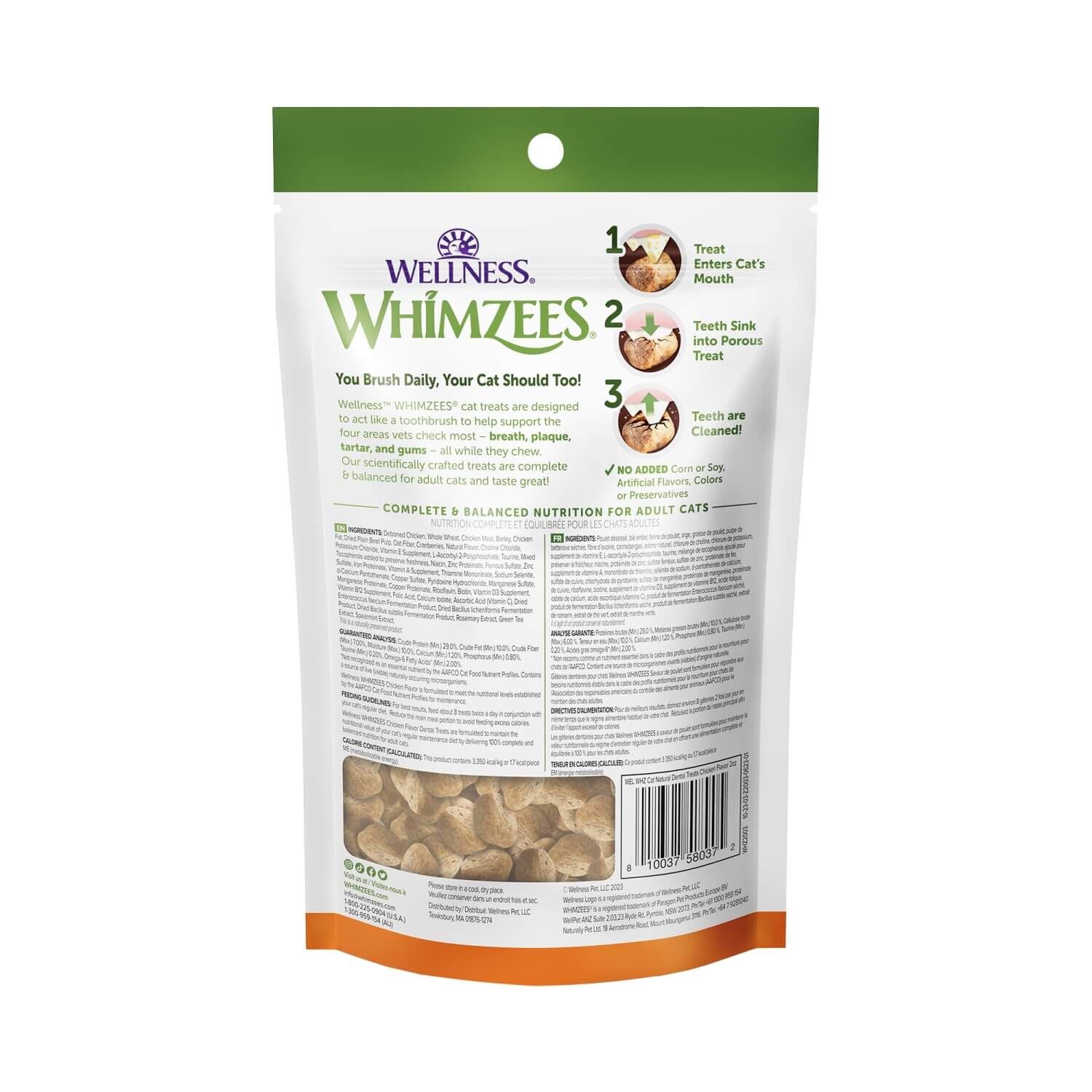 Whimzees Natural Cat Dental Treats, Chicken Flavor