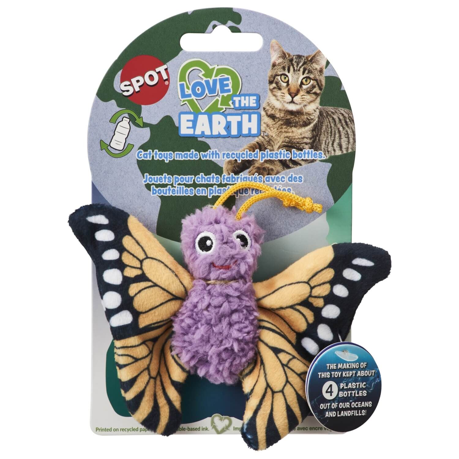 Spot Love The Earth Butterfly Plush Canip Cat Toy - Assorted Colors