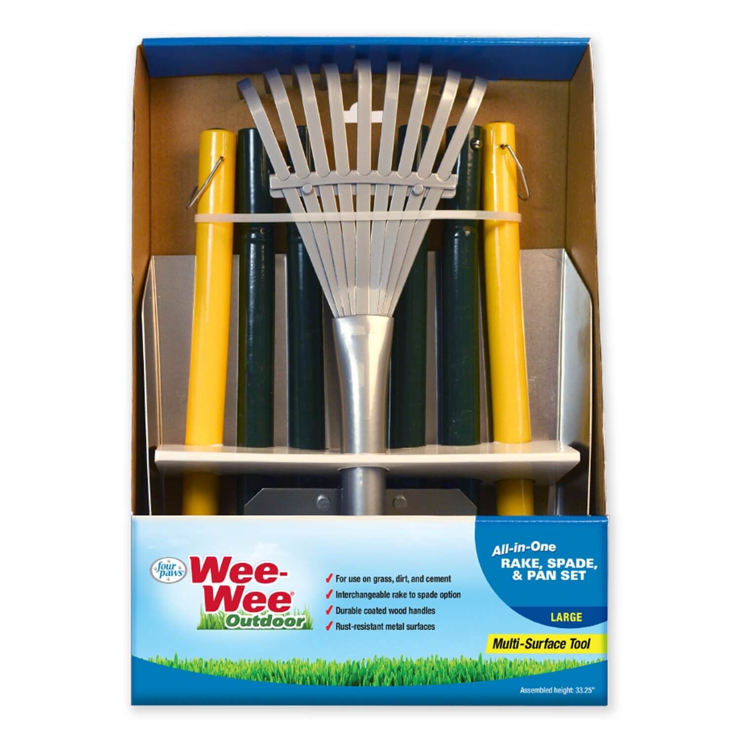Four Paws Wee-Wee Outdoor All-In-One Rake, Spade And Dog Poop Pan Set