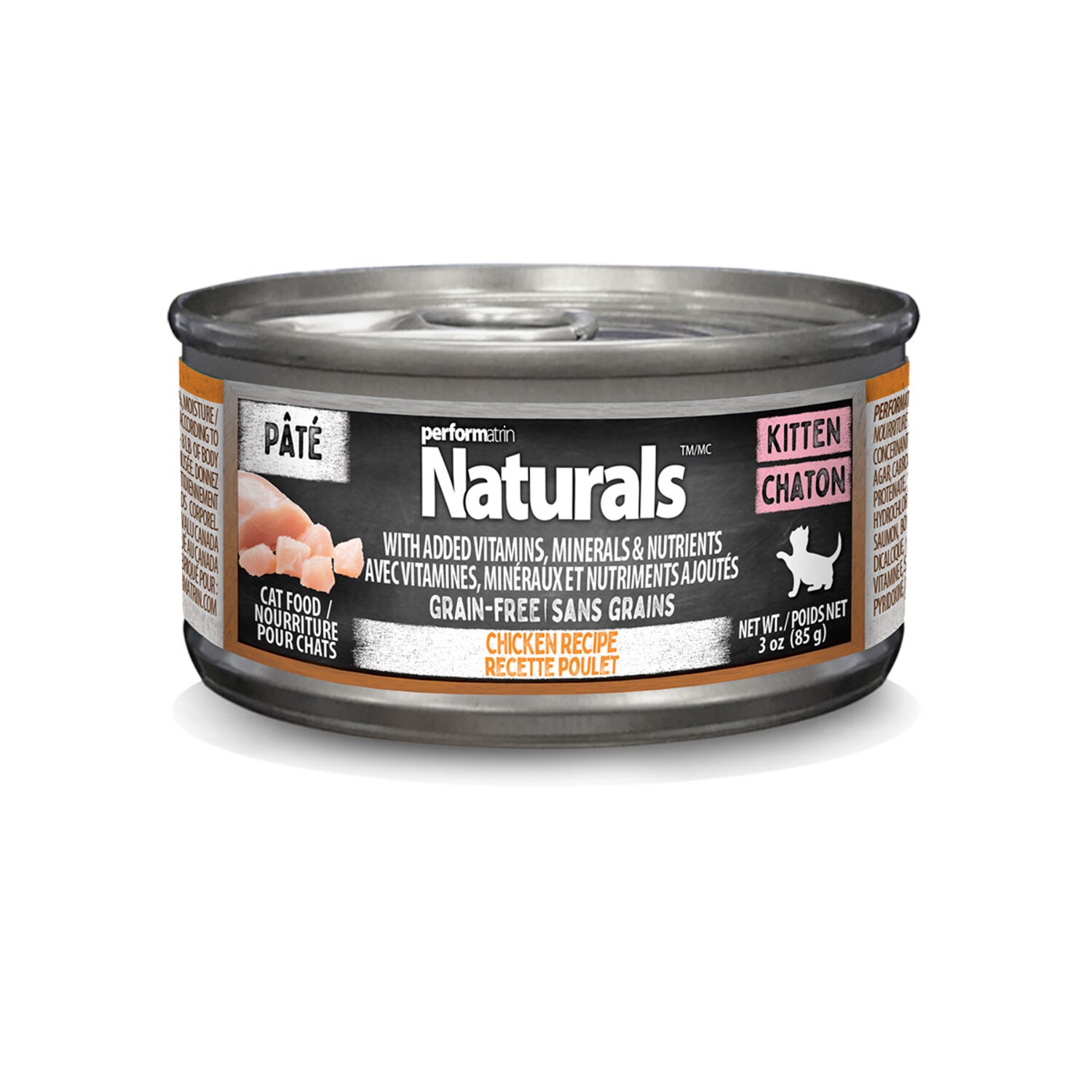 Performatrin Naturals Grain-Free Chicken Pate Wet Cat Food For Kittens, 3-Oz