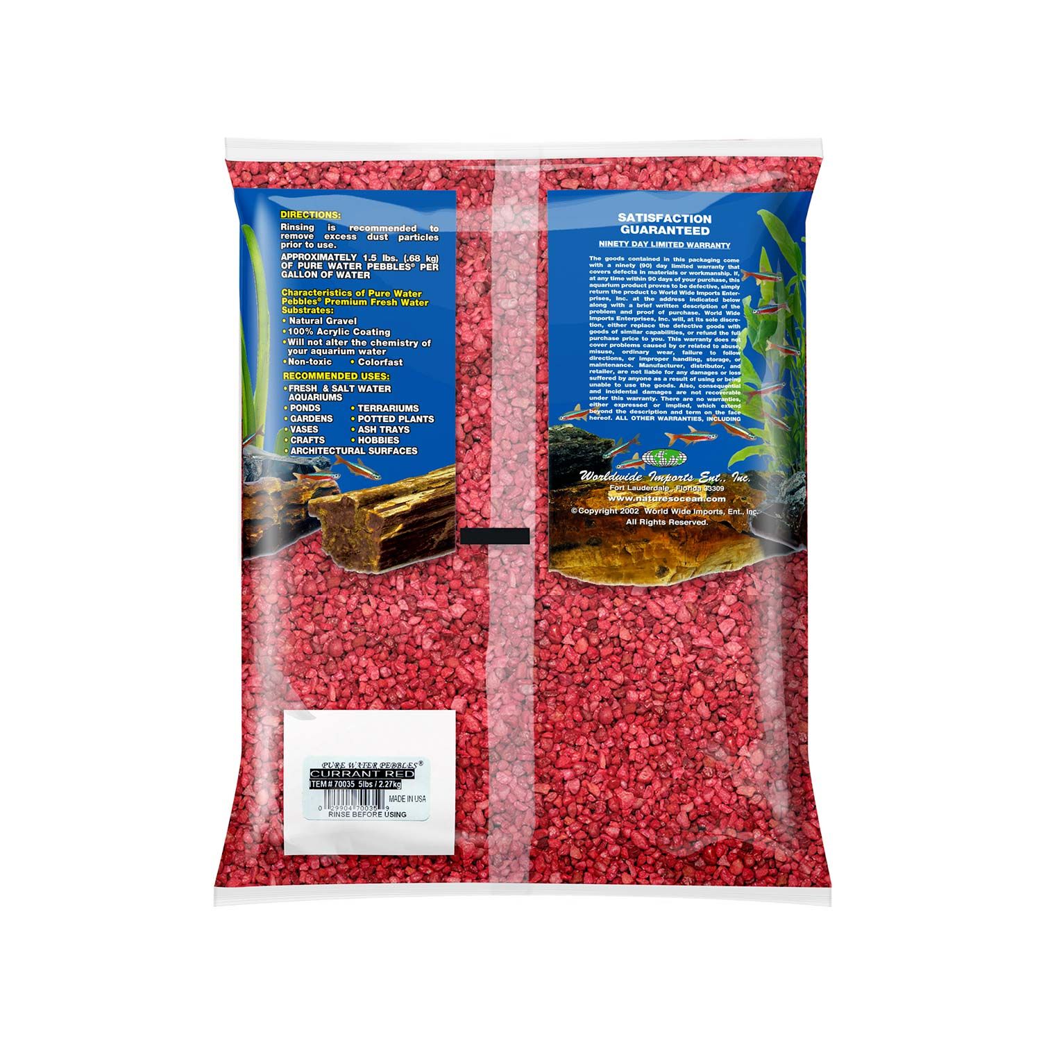 Pure Water Pebbles Aquarium Gravel, Currant Red