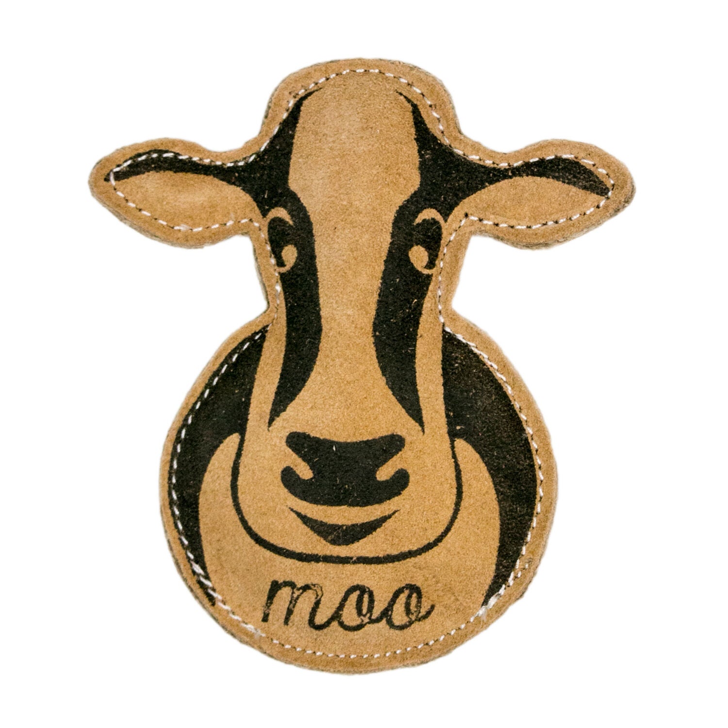 Territory Natural Leather Cow Squeaker Dog Toy, 8"