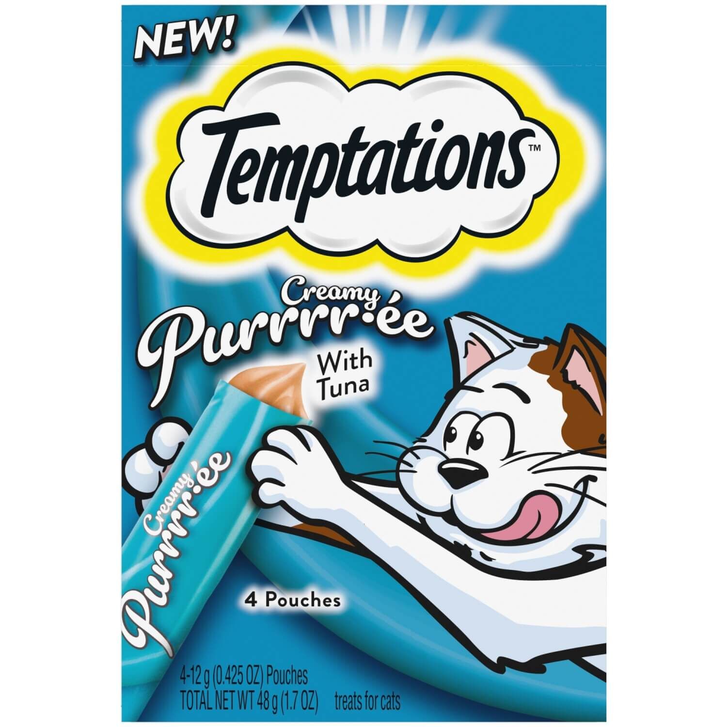 Temptations Creamy Puree With Tuna Lickable, Squeezable Cat Treats, 4-Pack Of 1.7 Oz Pouches