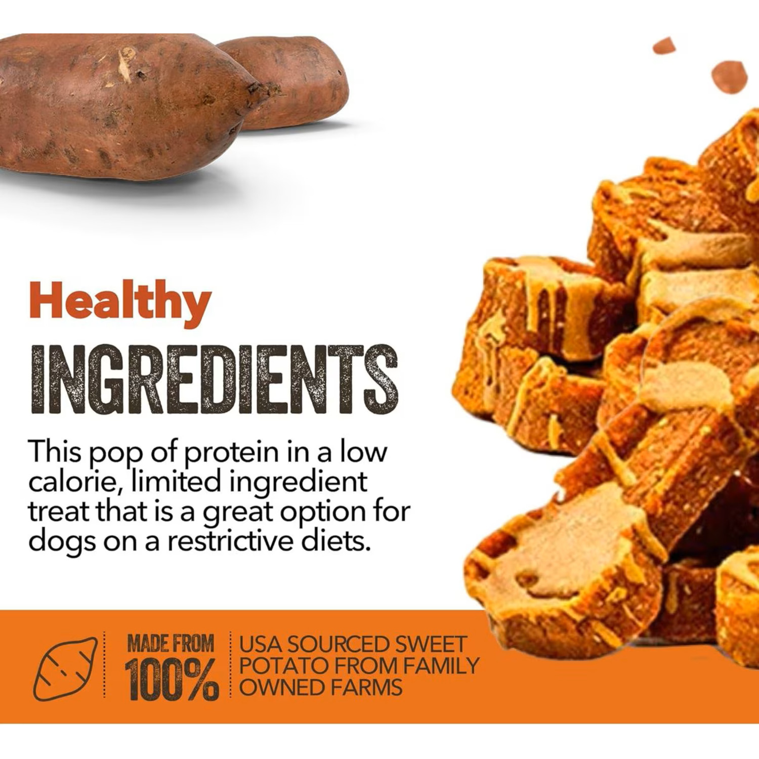 Gaines Family Farmstead Sweet Potato Bones With Peanut Butter Coating Dog Treats, 8Oz