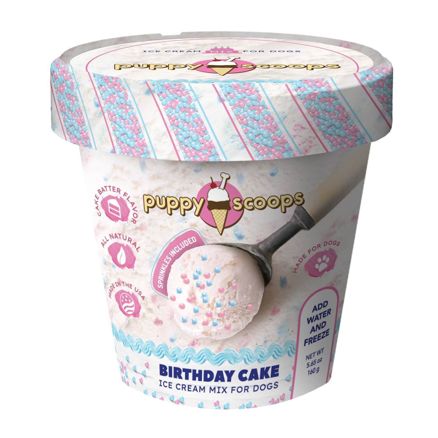 Puppy Cake Puppy Scoops Ice Cream Mix Dog Treat - Birthday Cake With Pupfetti Sprinkles