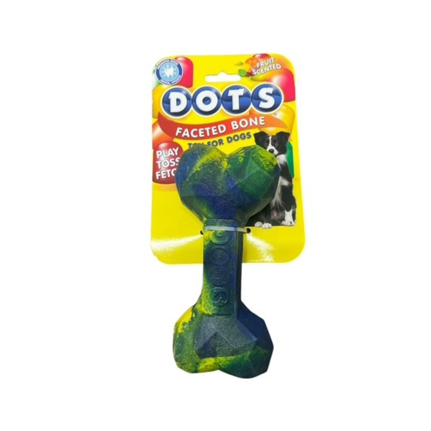 Tootsie Dots Geo Bone Fruit Scented Durable Chew Dog Toy, 6"