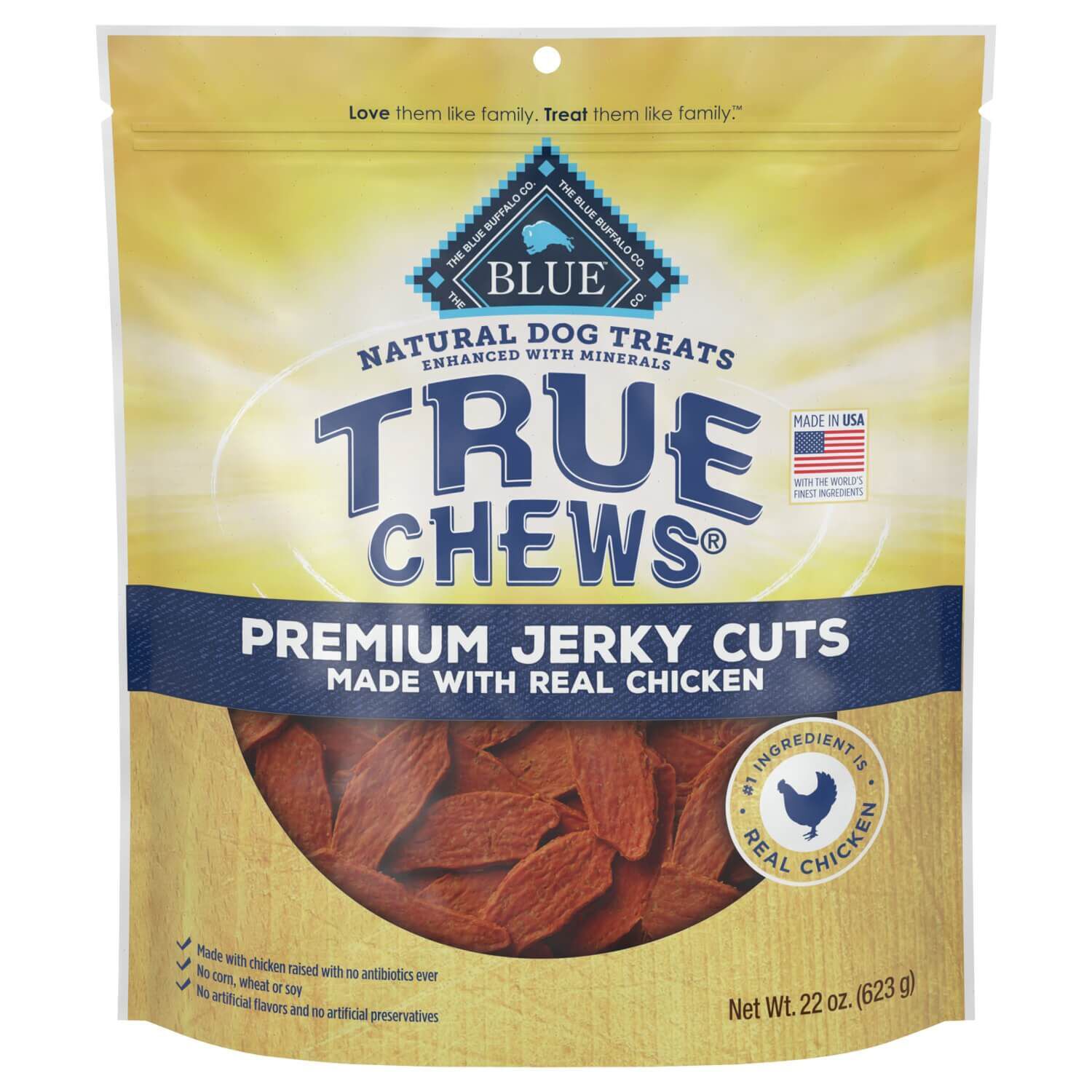 Blue Buffalo True Chews Premium Jerky Cuts Natural Dog Treats, Chicken - 22Oz