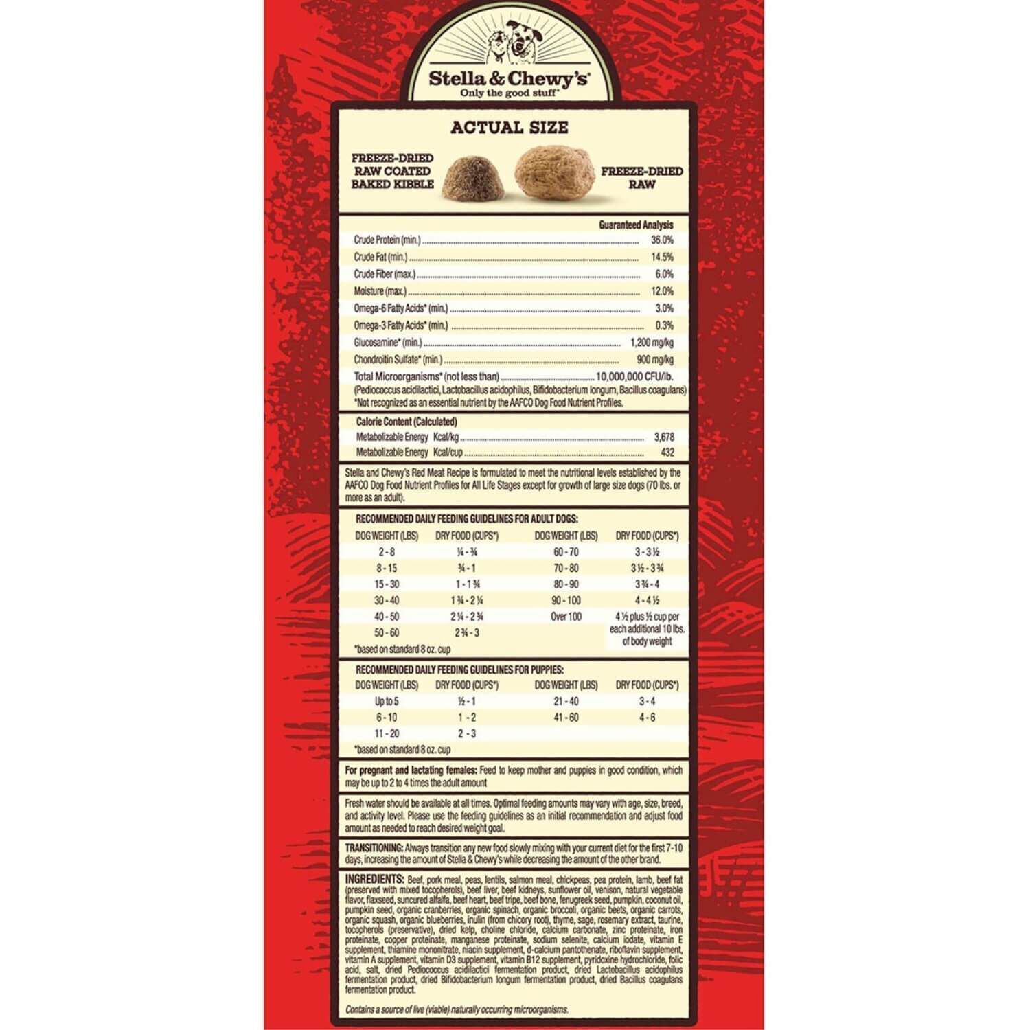 Stella & Chewy's Raw Blend Red Meat Recipe Freeze Dried Raw Coated Baked Kibble Dog Food, 22Lb