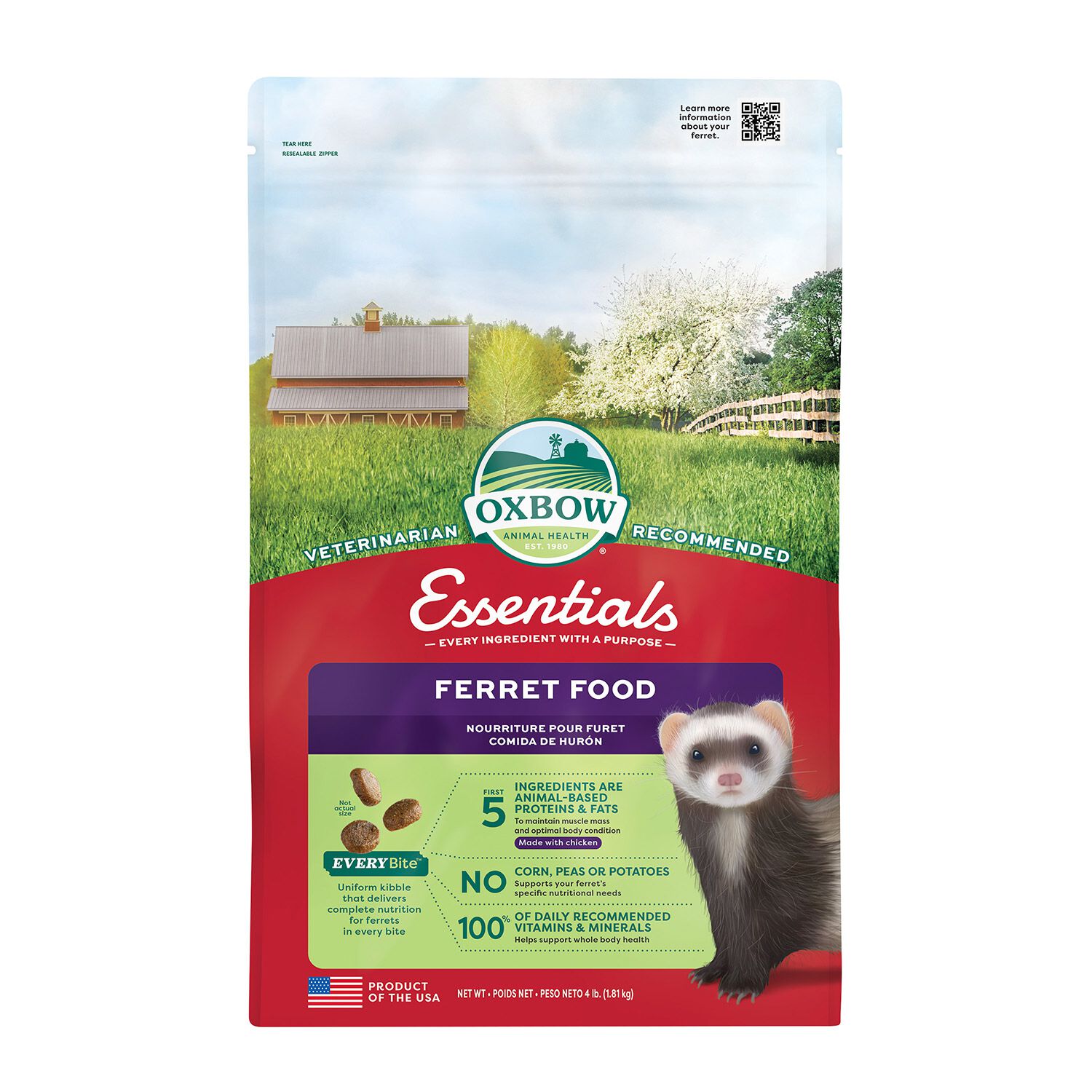 Oxbow Essentials Ferret Diet 4 Lb Food