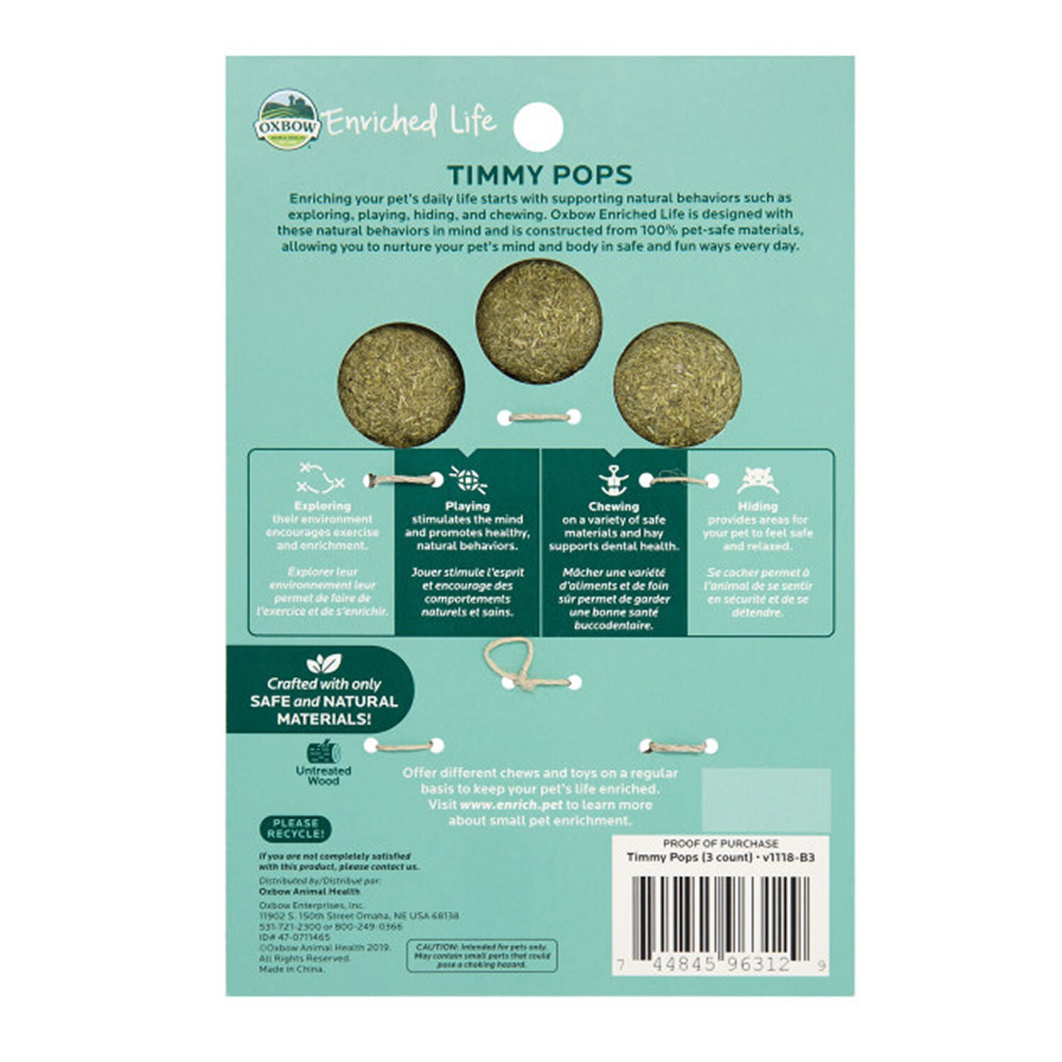 Oxbow Enriched Life Timmy Pops Toy For Small Animals