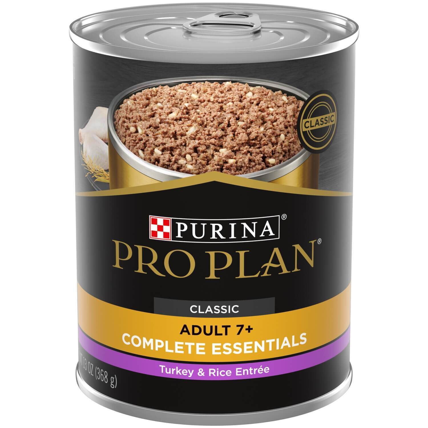 Purina Pro Plan Wet Dog Food For Senior Dogs Adult 7+ Turkey And Rice Entree Classic - 13 Oz