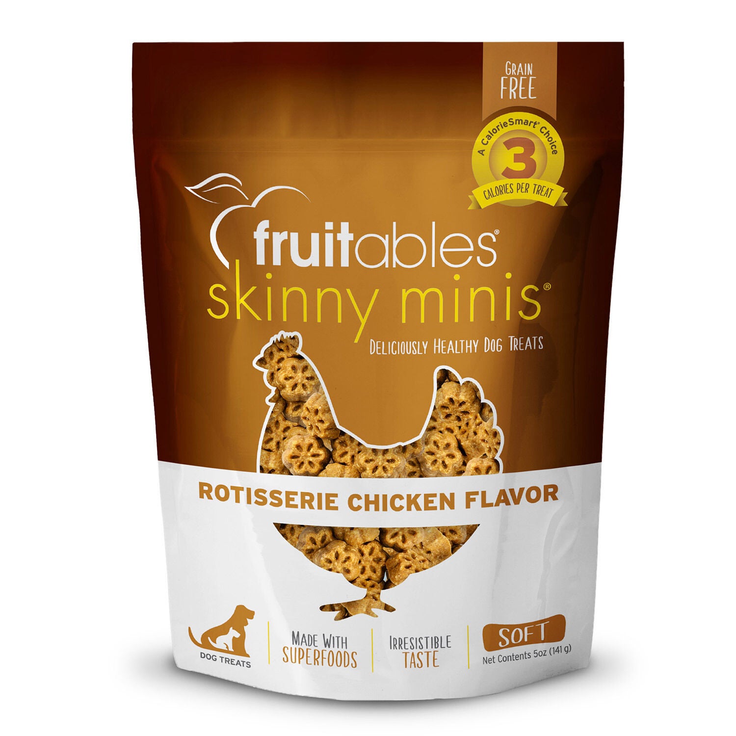 Fruitables Skinny Minis Grain Free Low Calorie Dog Treats, Rotisserie Chicken Flavor
