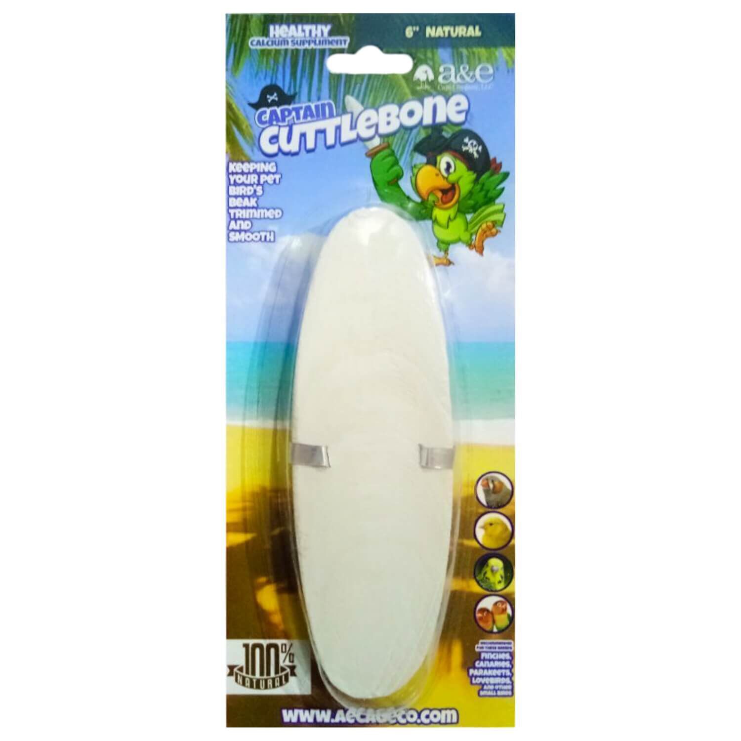 A&E Cage 6 Inch Natural Cuttlebone - Single Blister Pack&nbsp;