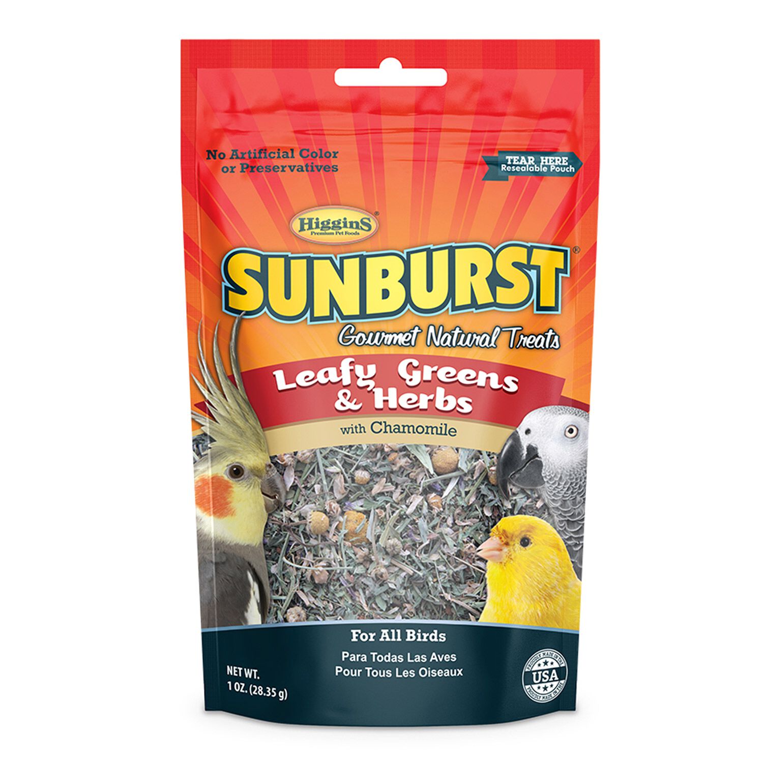 Higgins Sunburst Gourmet Treats Leafy Greens & Herbs Bird Treat