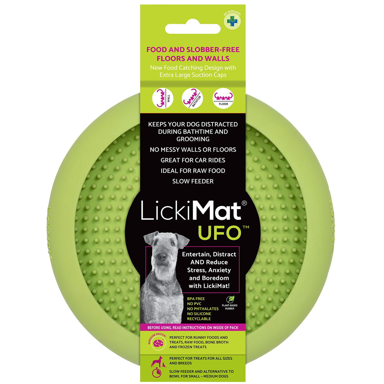 Lickimat Ufo Lickmat & Slow Feeder Dog Bowl - Green
