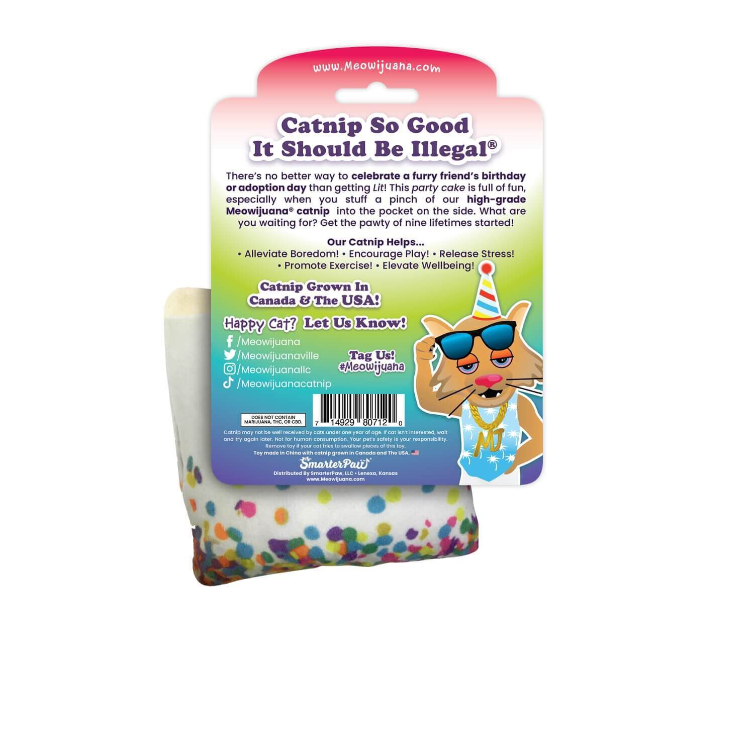 Meowijuana "Get Lit" Birthday Cake Refillable Catnip Cat Toy