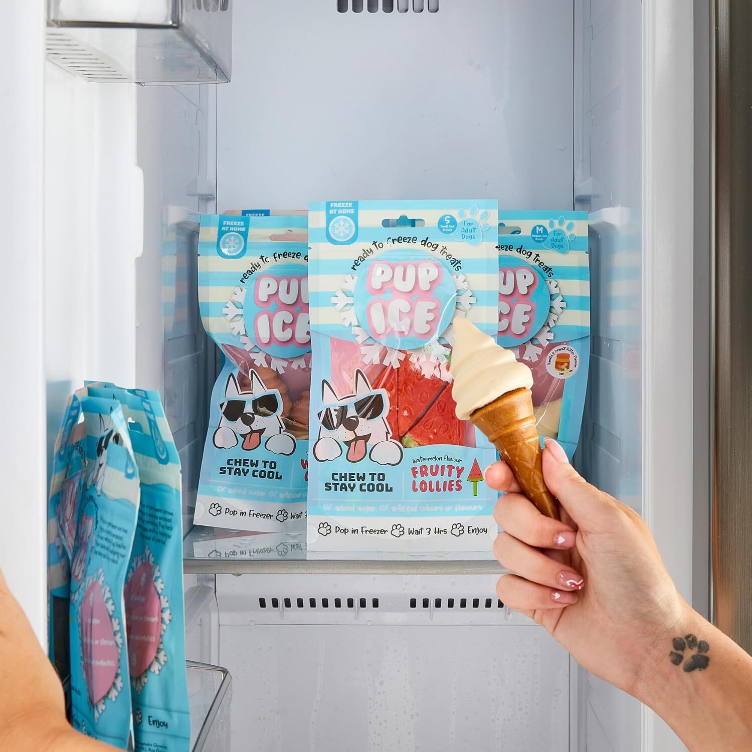 Pup Ice Ready To Freeze At Home Chew Dog Treats, Waffle Cone & Peanut Butter - 2Pk