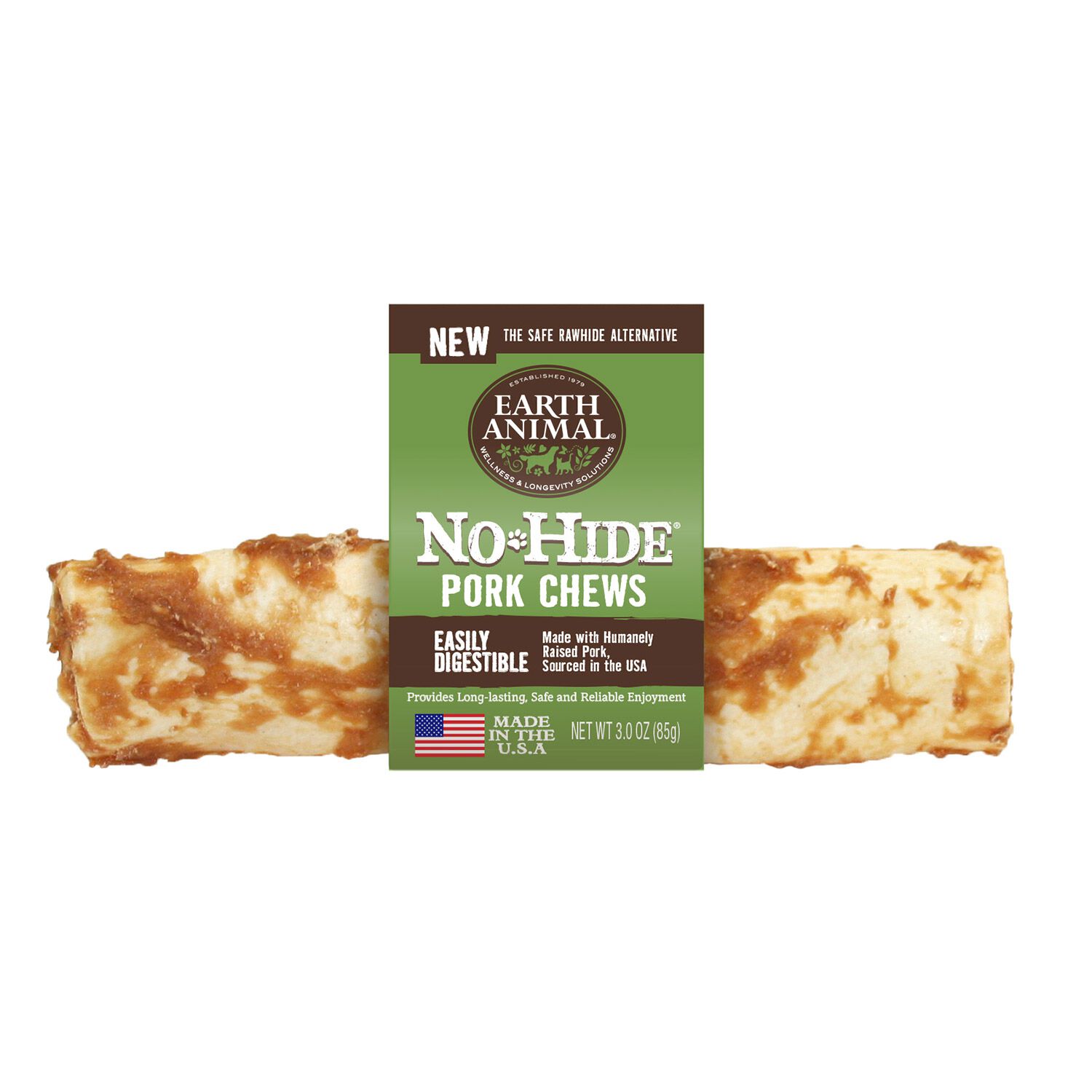 Earth Animal No-Hide Rawhide Alternative Dog Treat Chew, Pork Recipe