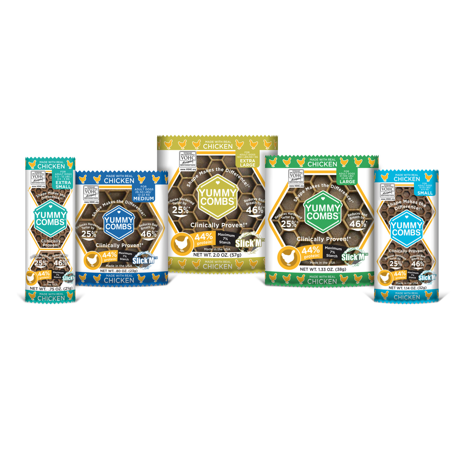 Yummy Combs Adult Medium Dog Dental Treats, Chicken, 1 Pack