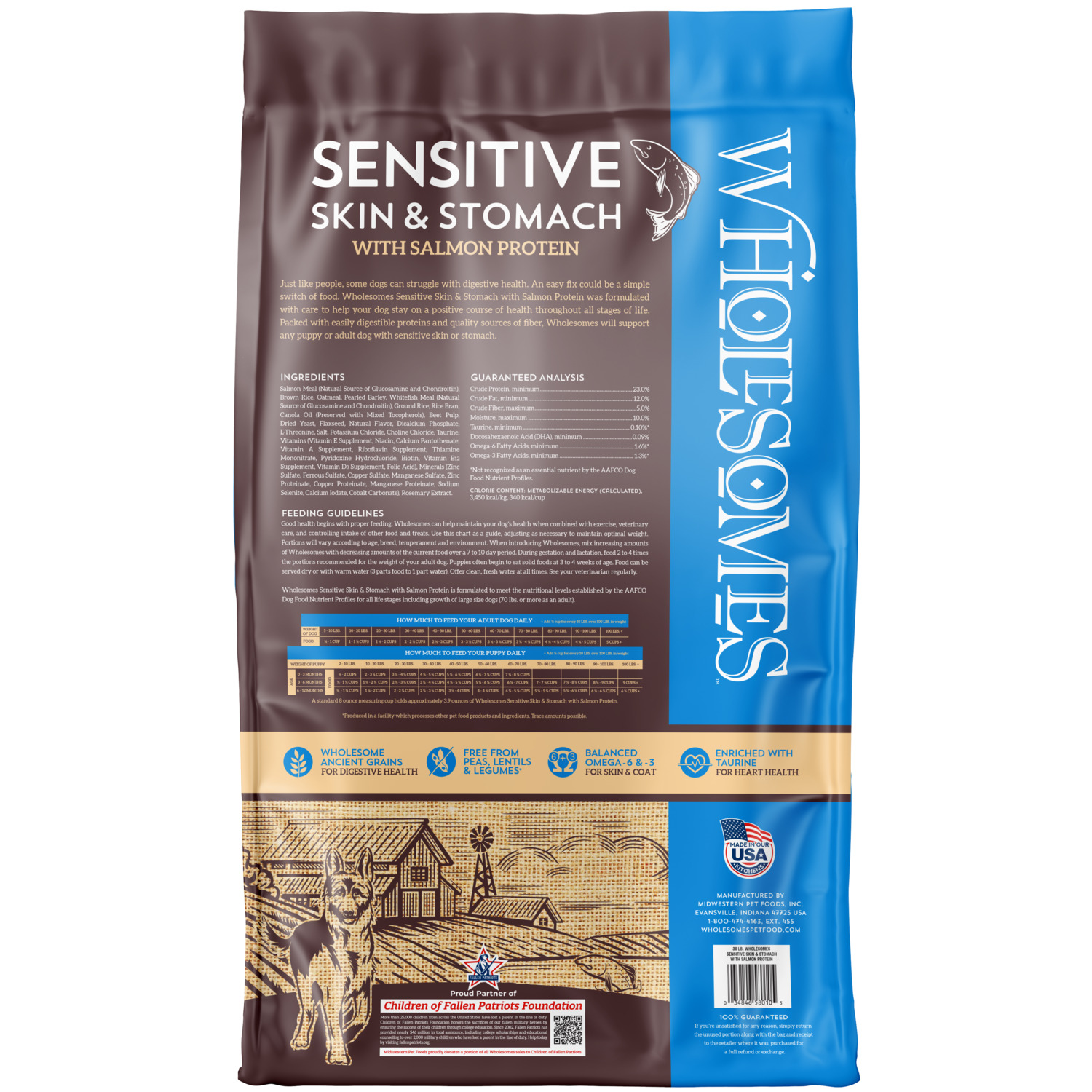 Wholesomes Sensitive Skin And Stomach Dry Dog Food, Salmon - 30Lb