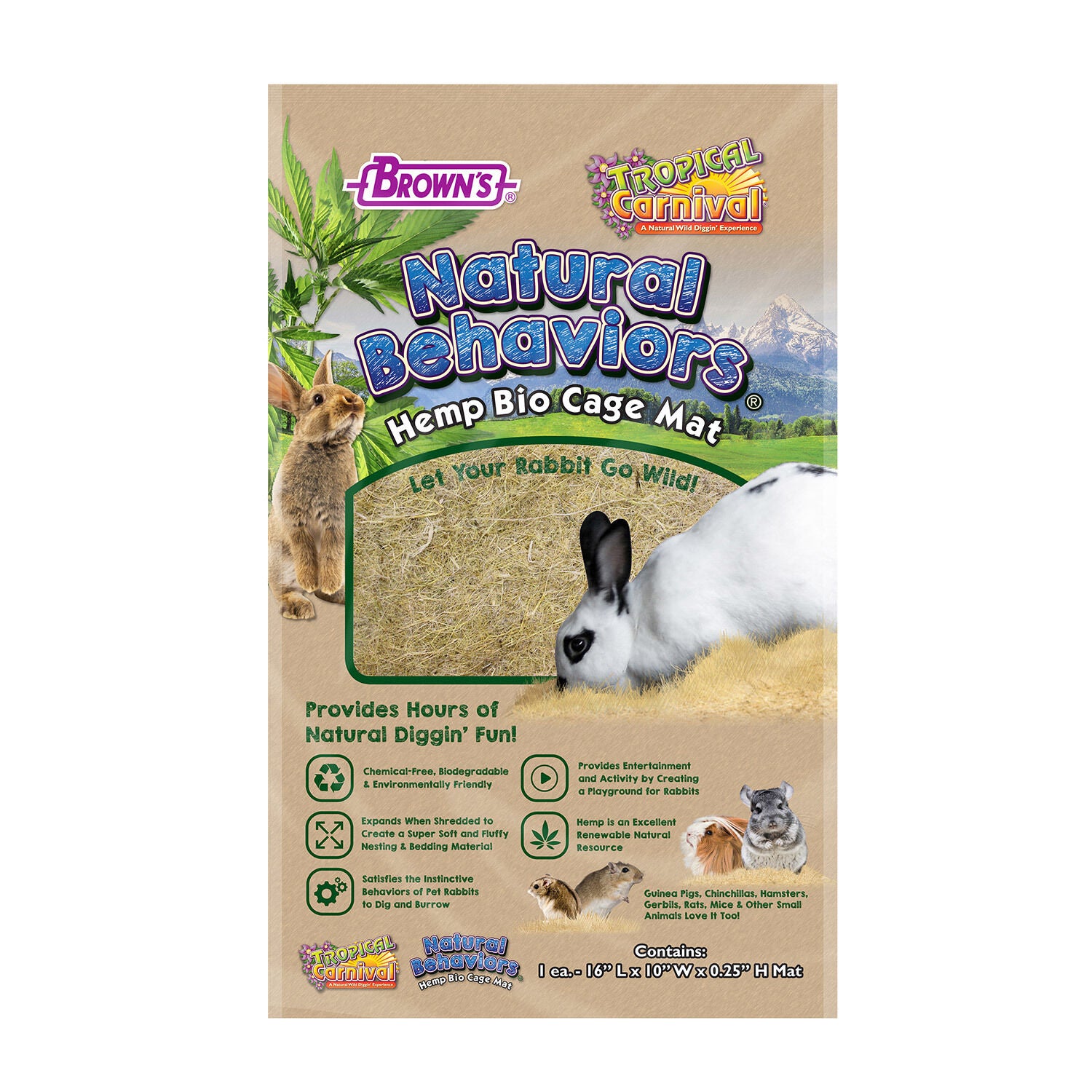 Tropical Carnival Natural Behaviors Hemp Bio Cage Small Animal Mat