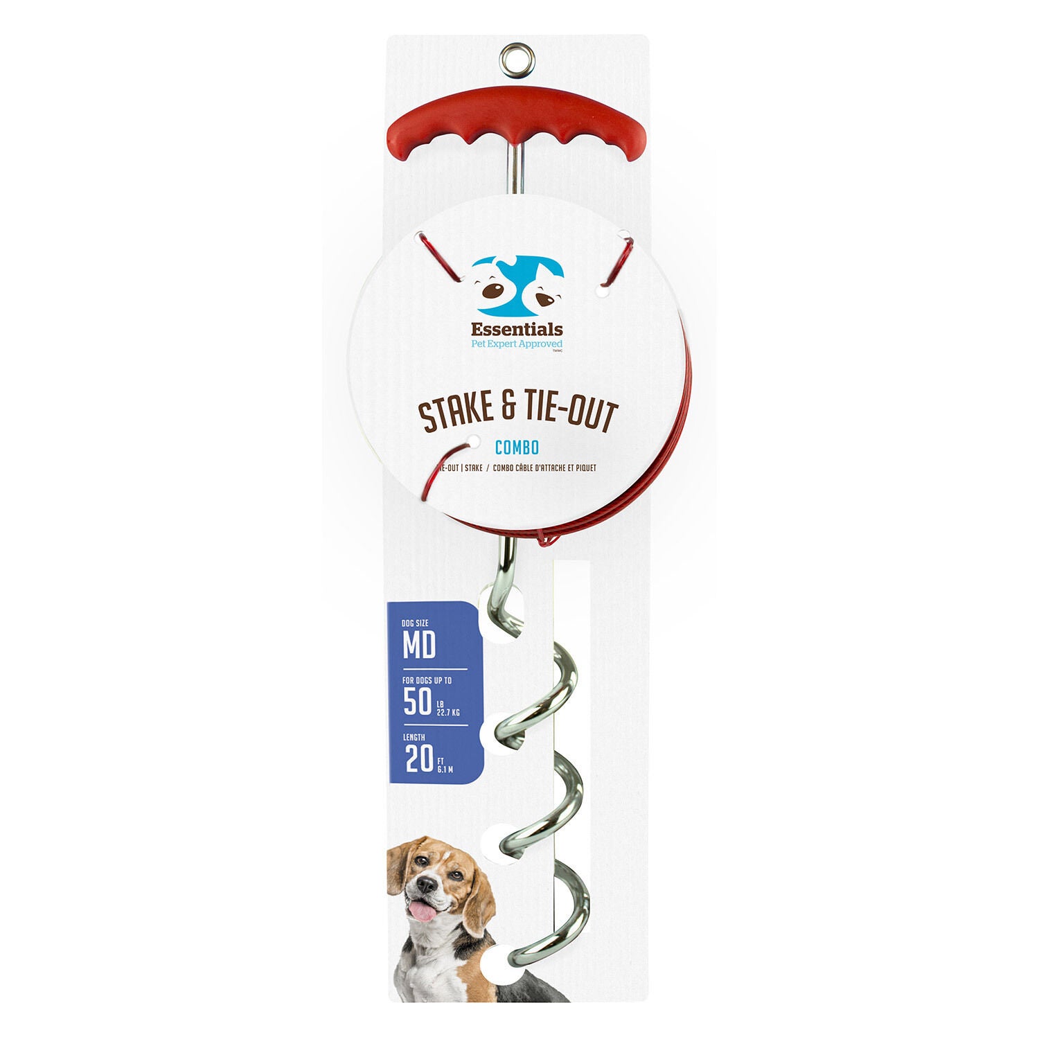 Boss Pet Medium Tie-Out/Spiral Stake Combo, 20'