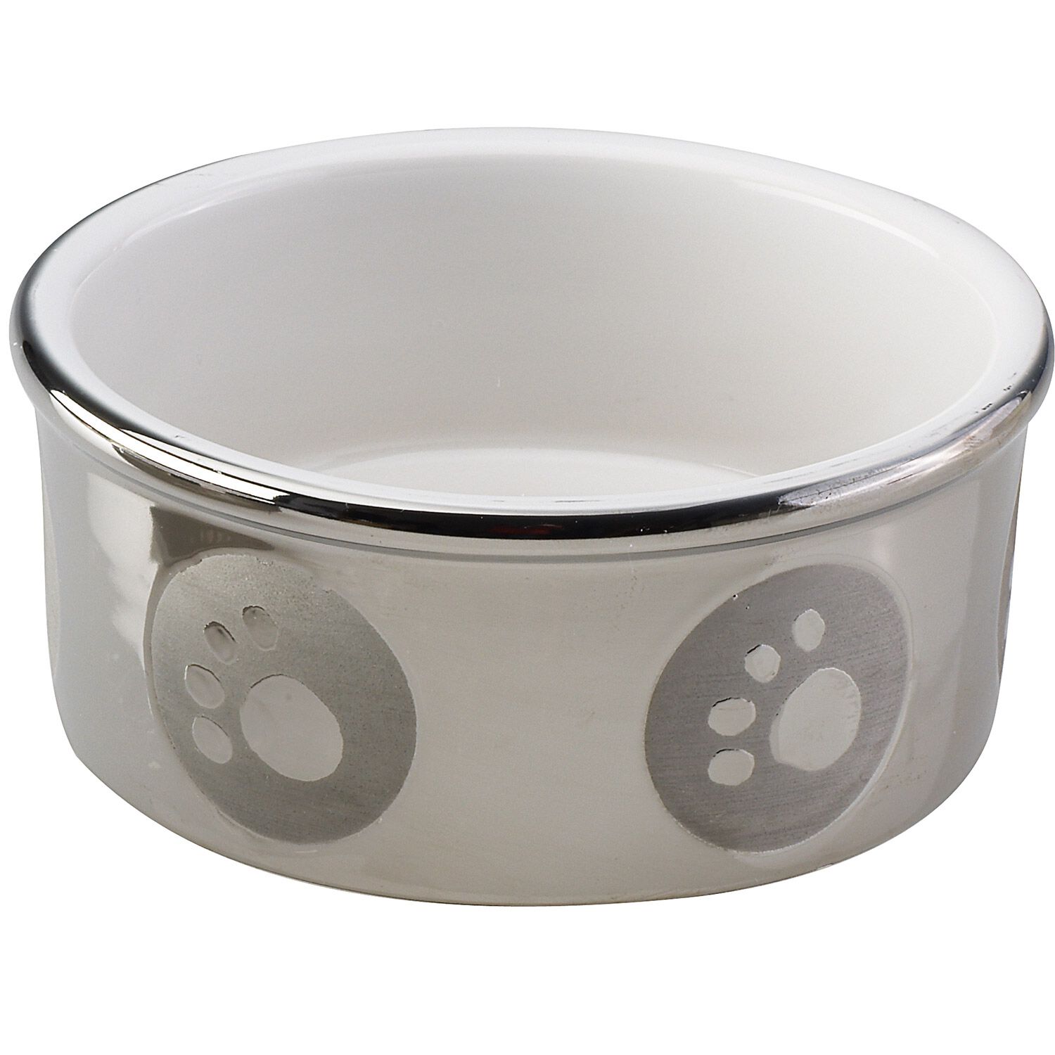 Spot Titanium-Look Stoneware Bowl - Paw Print
