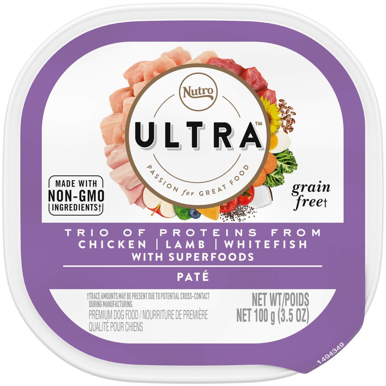 Nutro Ultra Small Breed Grain Free Trio Of Proteins Chicken, Lamb & Whitefish Pate Wet Dog Food