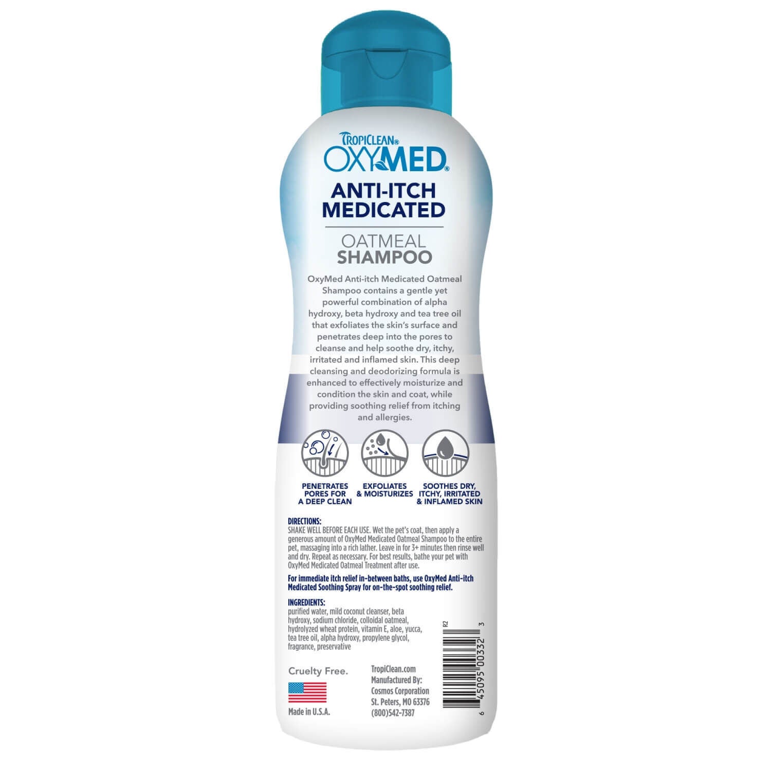 Tropiclean Oxymed Medicated Anti-Itch Oatmeal Shampoo For Dogs & Cats