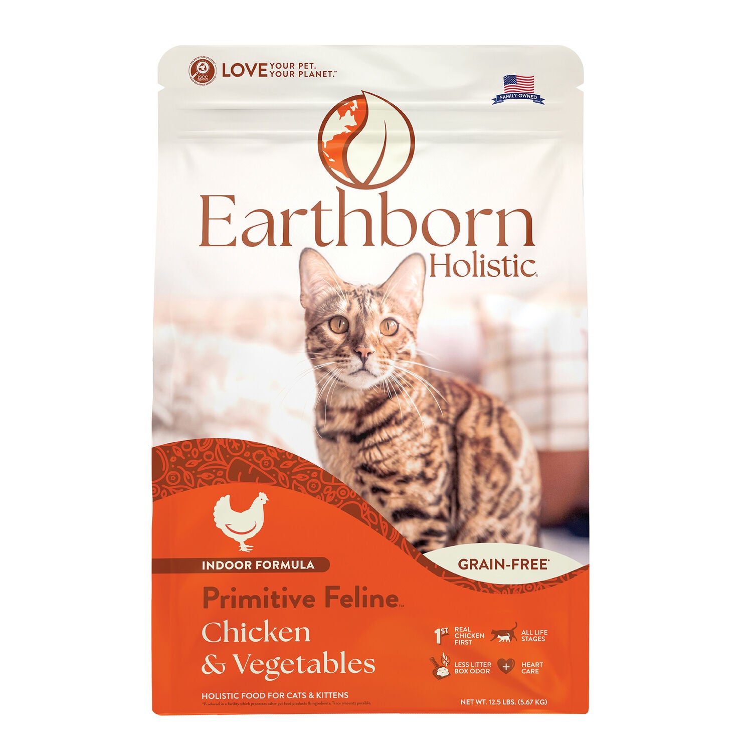 Earthborn Holistic Grain-Free Primitive Feline Indoor Formula Dry Cat Food, Chicken & Vegetables Recipe, 12.5Lbs