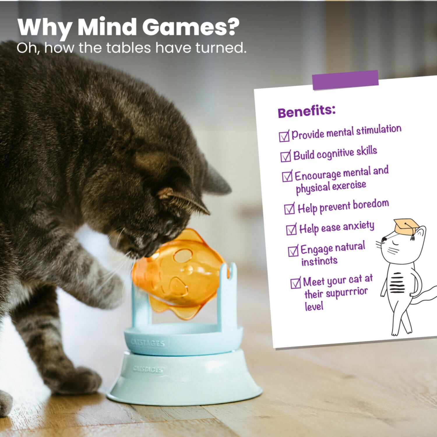 Catstages 2-In-1 Spinning Fish Treat Dispensing Cat Toy