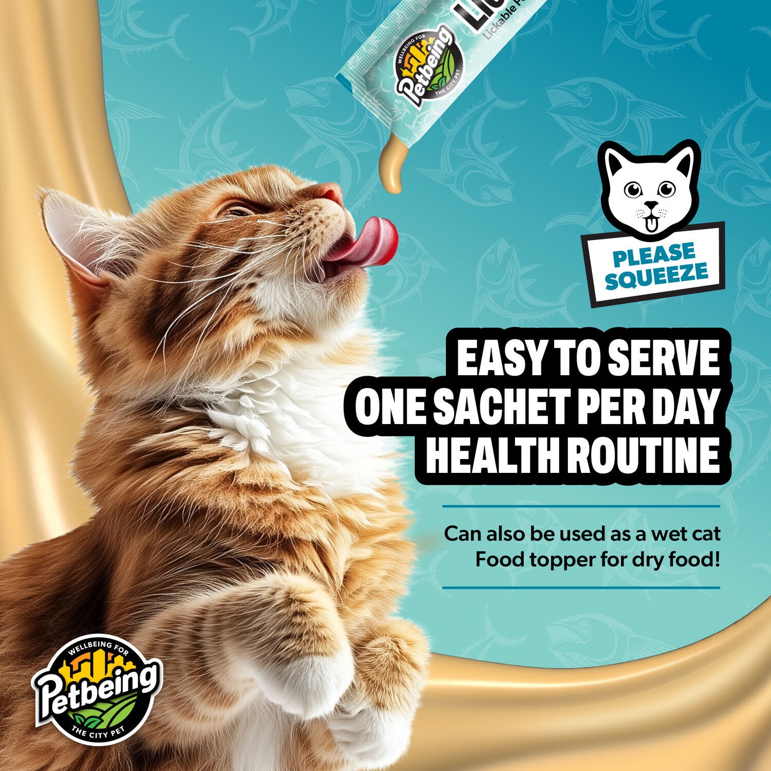 Petbeing Lick A Day 7-In-1 Functions Lickable Tuna Puree Supplement For Cats, 7 Count