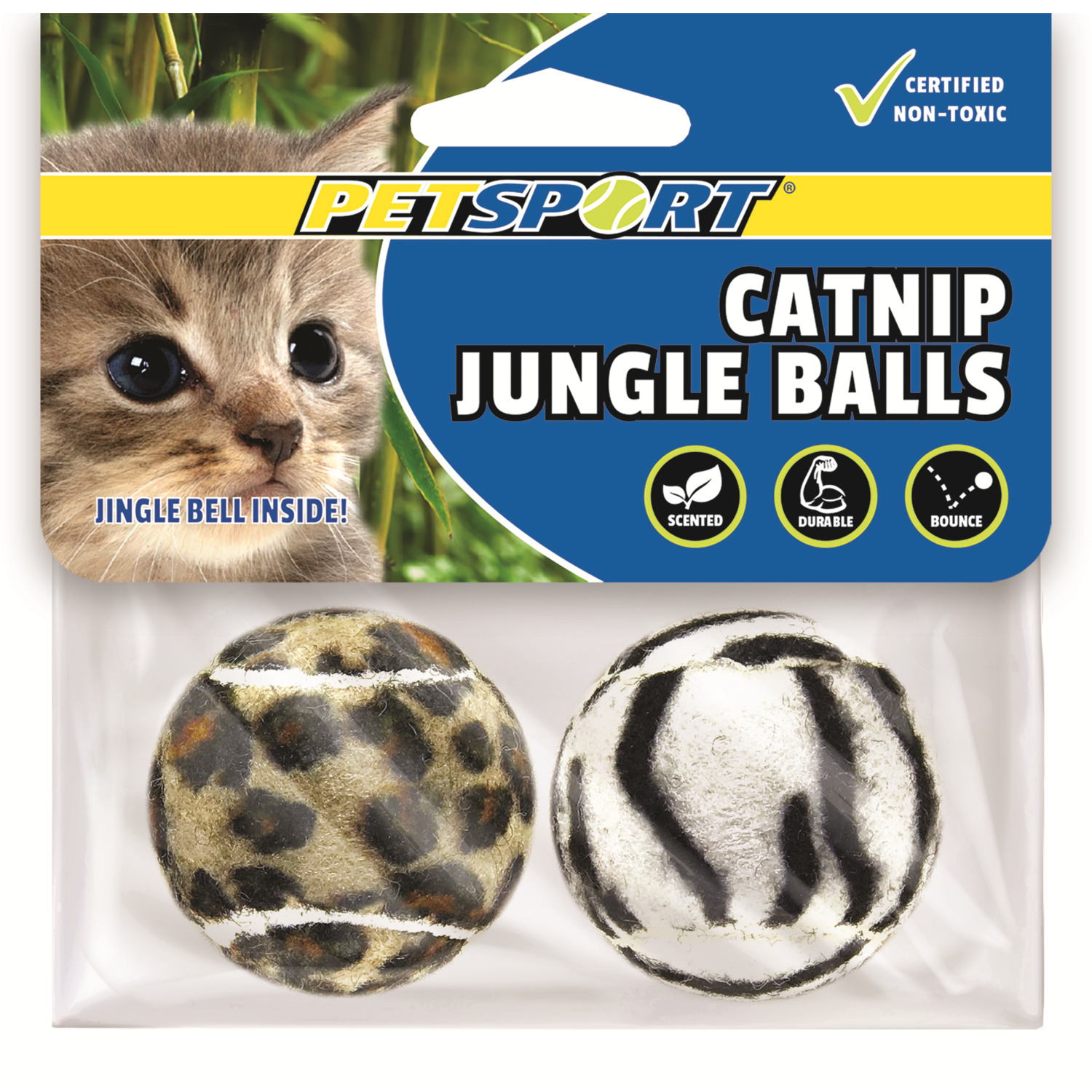 Petsport Usa Catnip Jungle Balls Cat Toy, Multi-Color; 1.5 In 2 Pack