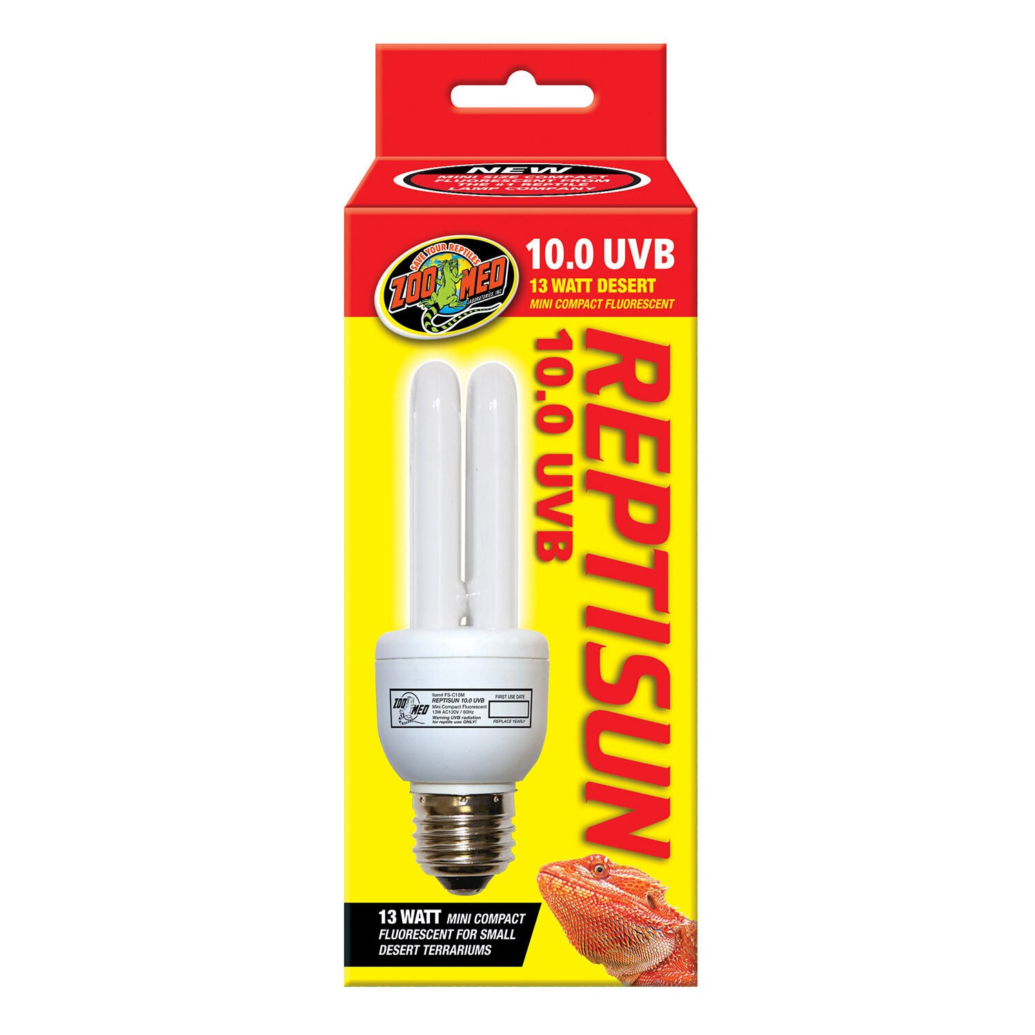 Zoo Med Reptisun 10.0 Uvb Mini Compact Fluorescent Desert Bulb For Reptiles, 13-Watts