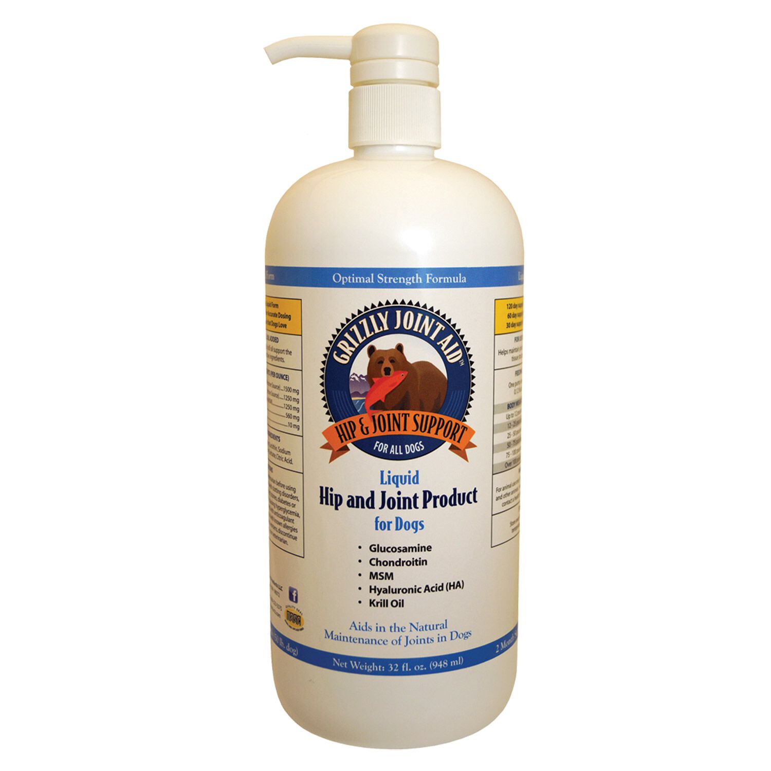 Grizzly Functions Hip & Joint Aid Liquid Dog Supplement, 16-Oz