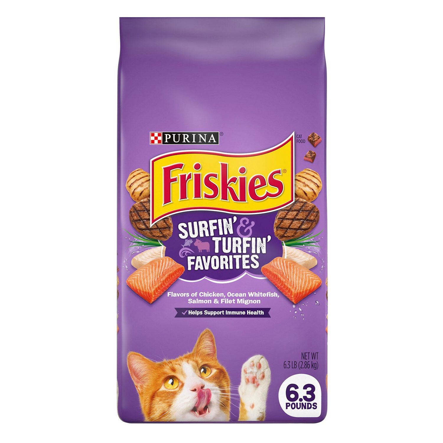 Friskies Surfin And Turfin Favorites Flavors Of Chicken, Whitefish, Salmon & Filet Mignon Dry Cat Food