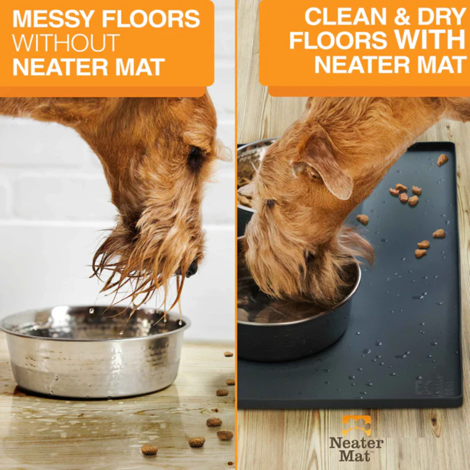Neater Pets Neater Mat Waterproof Silicone Dog Feeding Mat - 19" X 12", Black