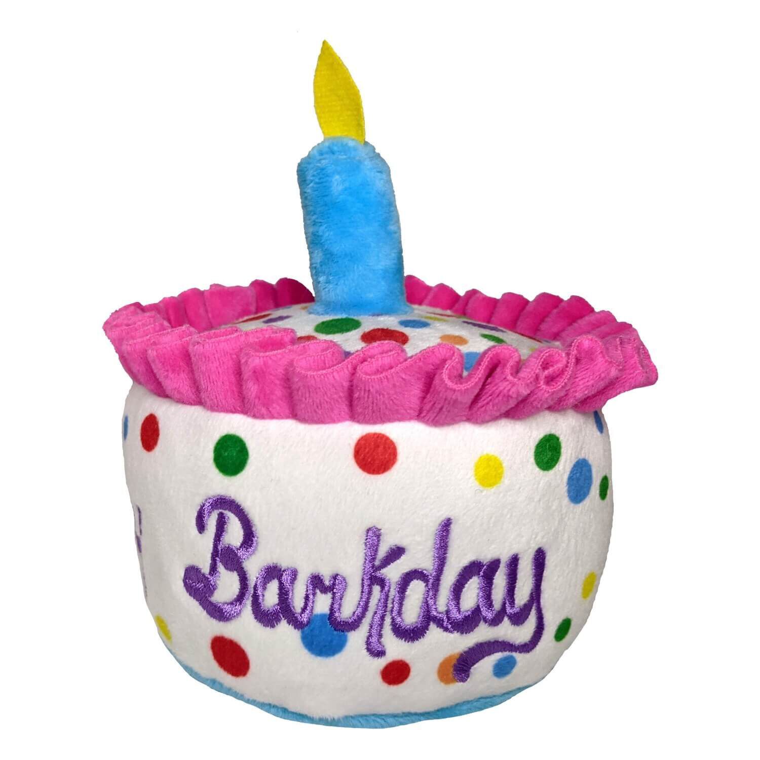 Huxley & Kent Happy Barkday Power Plush Cake Dog Toy
