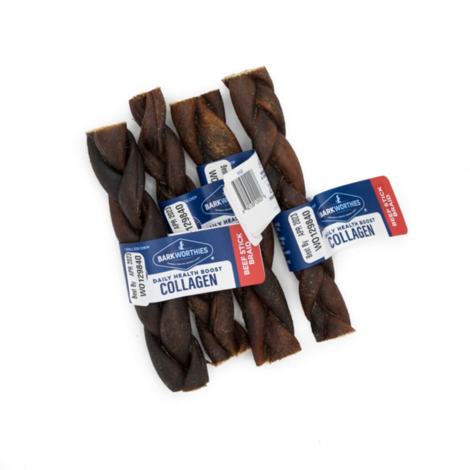 Barkworthies Collagen Braided Stick Dog Treat