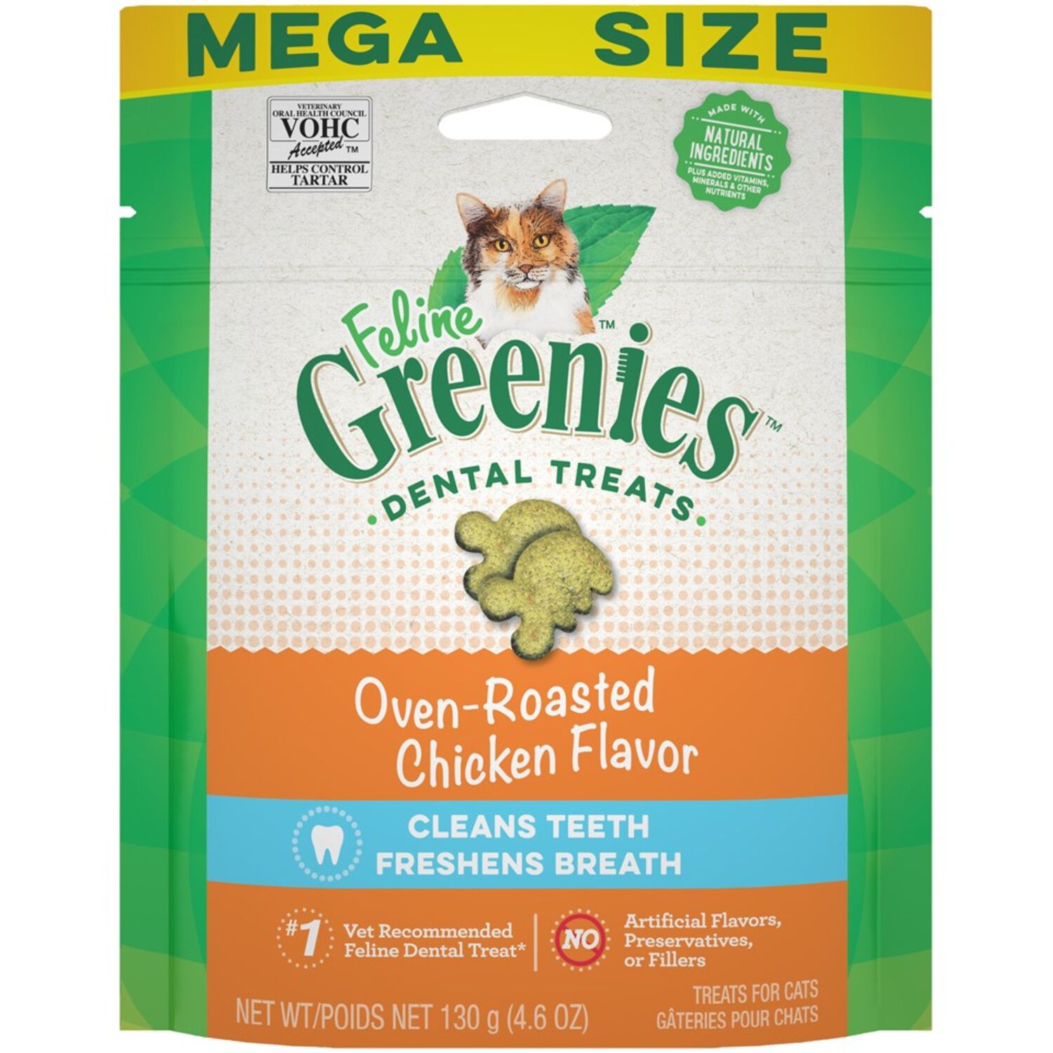 Greenies Feline Dental Cat Treats - Oven-Roasted Chicken Flavor