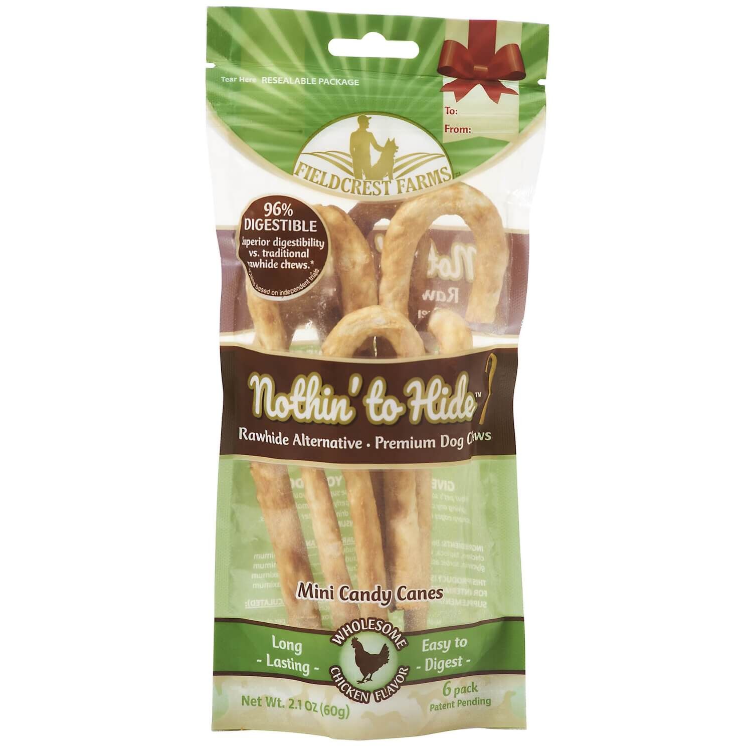Nothin To Hide Mini Candy Canes Rawhide Alternative Holiday Dog Treats, Chicken Flavor